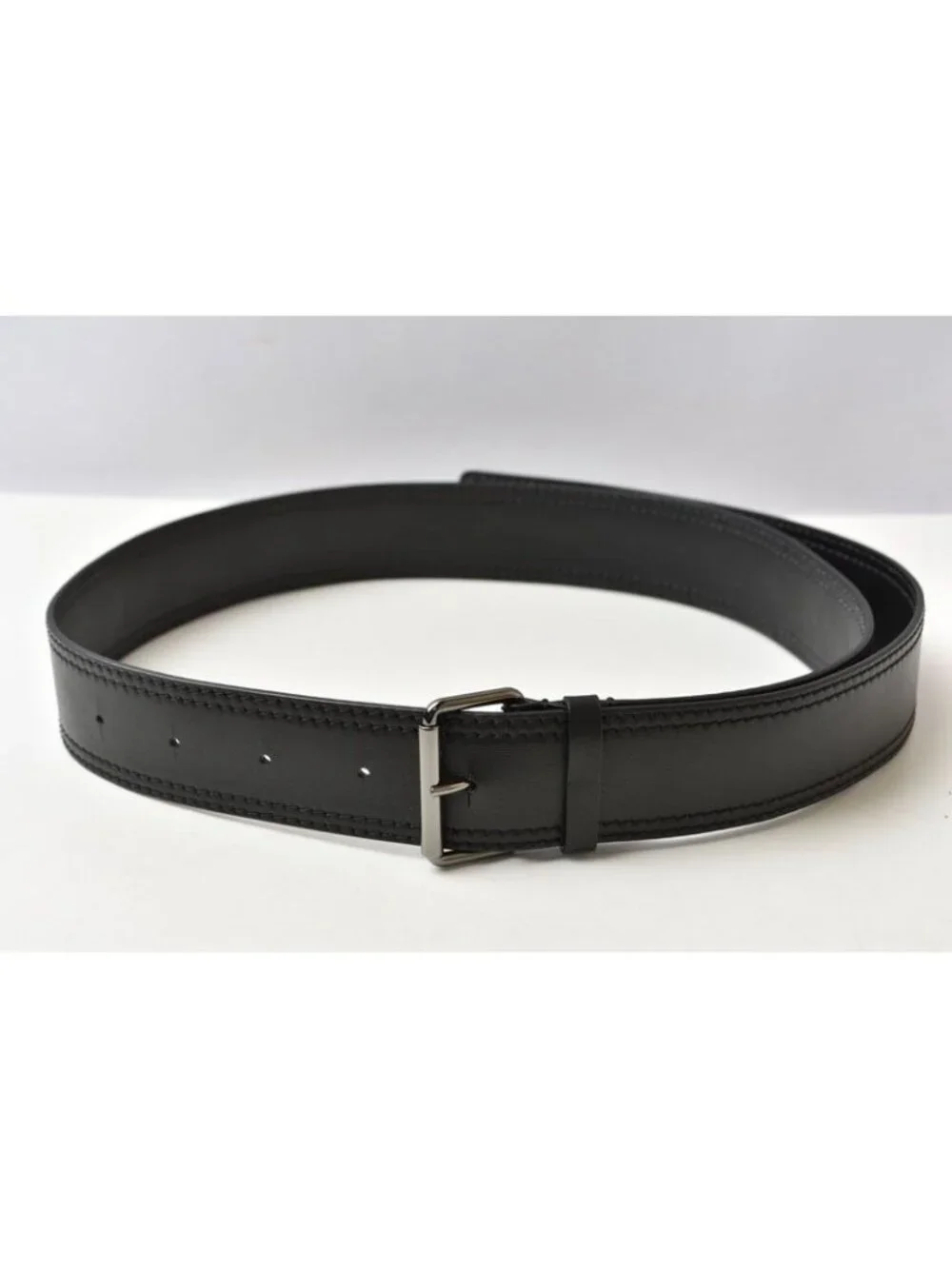 Dior Belt Leather Black Silver Business